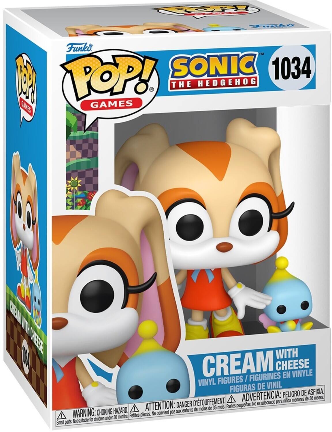 TOOP! Funko POP! SONIC 1034 THE HEDGEHOG GAMES CREAM WITH CHEESE 134 CREAM CHEESE VINYL FIGURINES EN VINYLE VINYL FIGURES / FIGURAS DE VINIL PELIGRO DE ASFIXIA. D'TOUFFEMENT. ADVERTENCIA: para niños menores de 36 meses. DANGER pequeños. No es adecuado HAZARD. ATTENTION: aux enfants de moins de 36 mois Partes CHOKING WARNING: CHOKING PETITES pieces. Ne convient pas for children under 36 months Smal parts. Not sutable