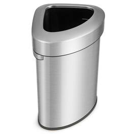 Gymax - Stainless Steel Corner Trash Bin w/ Lid Large Open Top Anti-slip Bottom - Silver