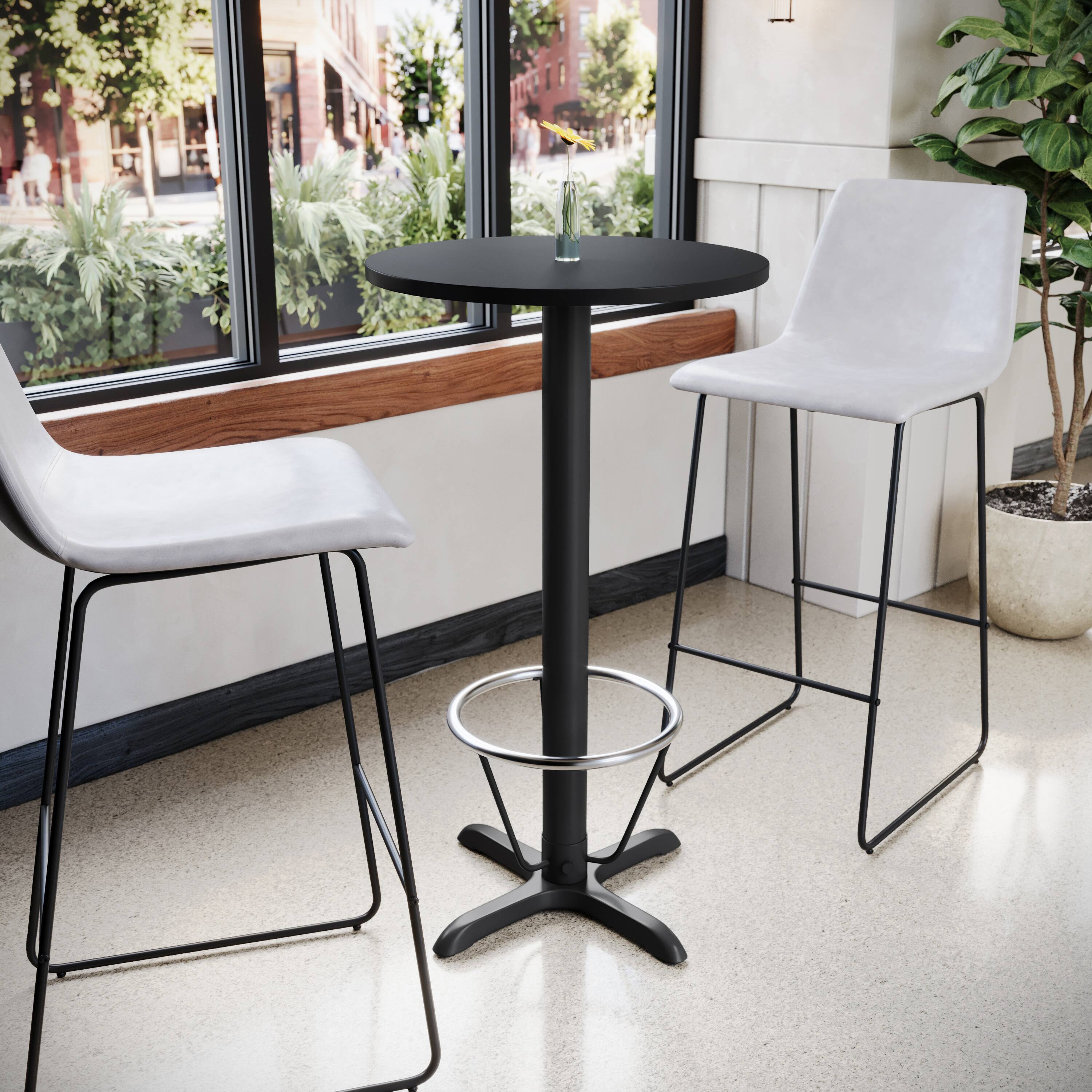 Alt View 1. Emma + Oliver - 24" Round Laminate Bar Table with 22"x22" Foot Ring Base - Black.