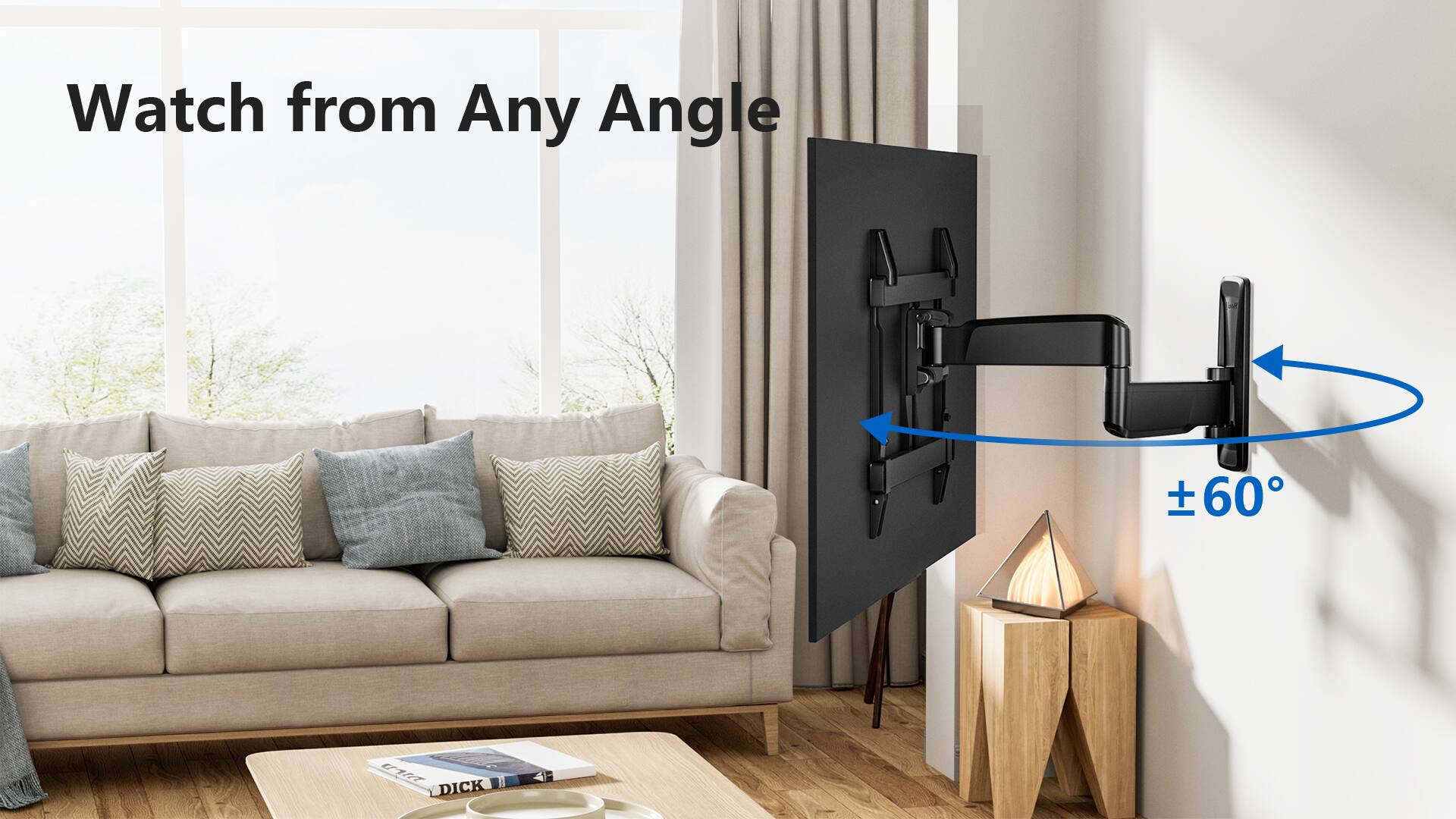 The text on the image reads, "Watch from any angle 60 degrees."