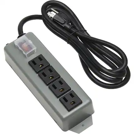 Front. Tripp Lite - Eaton Tripp Lite Series Industrial Power Strip, 4-Outlet, 6 ft. (1.8 m) Cord, Locking Switch Cover - NEMA 5-15P - 4 NEMA - Blue/Gray.