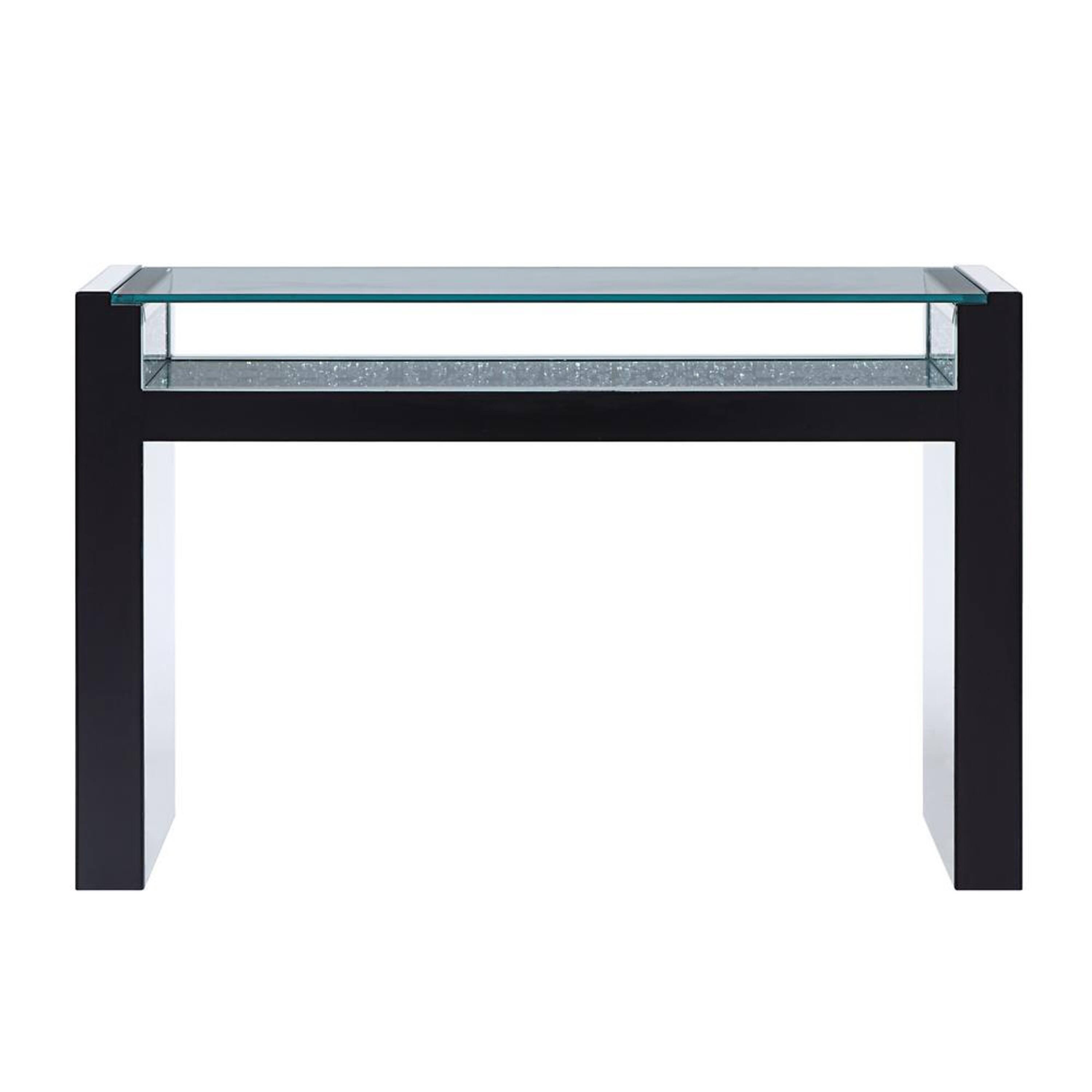 Alt View 2. Manhattan Lane - Wood and Mirror Sofa Table with Studded Faux Crystals, Clear - Clear.