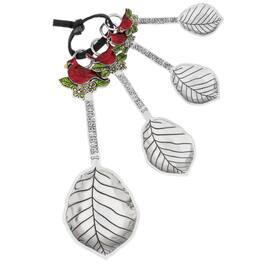 Ganz - Cardinal Birds Zinc Metal 4 Piece Measuring Spoon Set For Kitchen - Silver