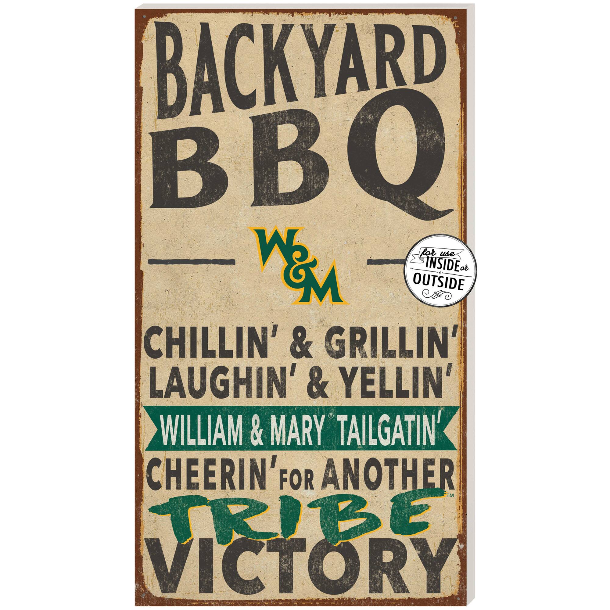 Brown William & Mary Tribe 11'' x 20'' Indoor/Outdoor BBQ Sign