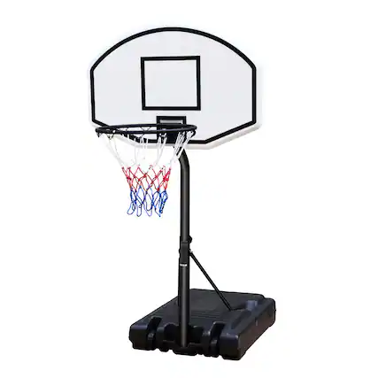 Front. Ecooso - Portable Pool Basketball Hoop, Adjustable 3.1-4.7 ft, 36" Backboard, Poolside Use - Black White.