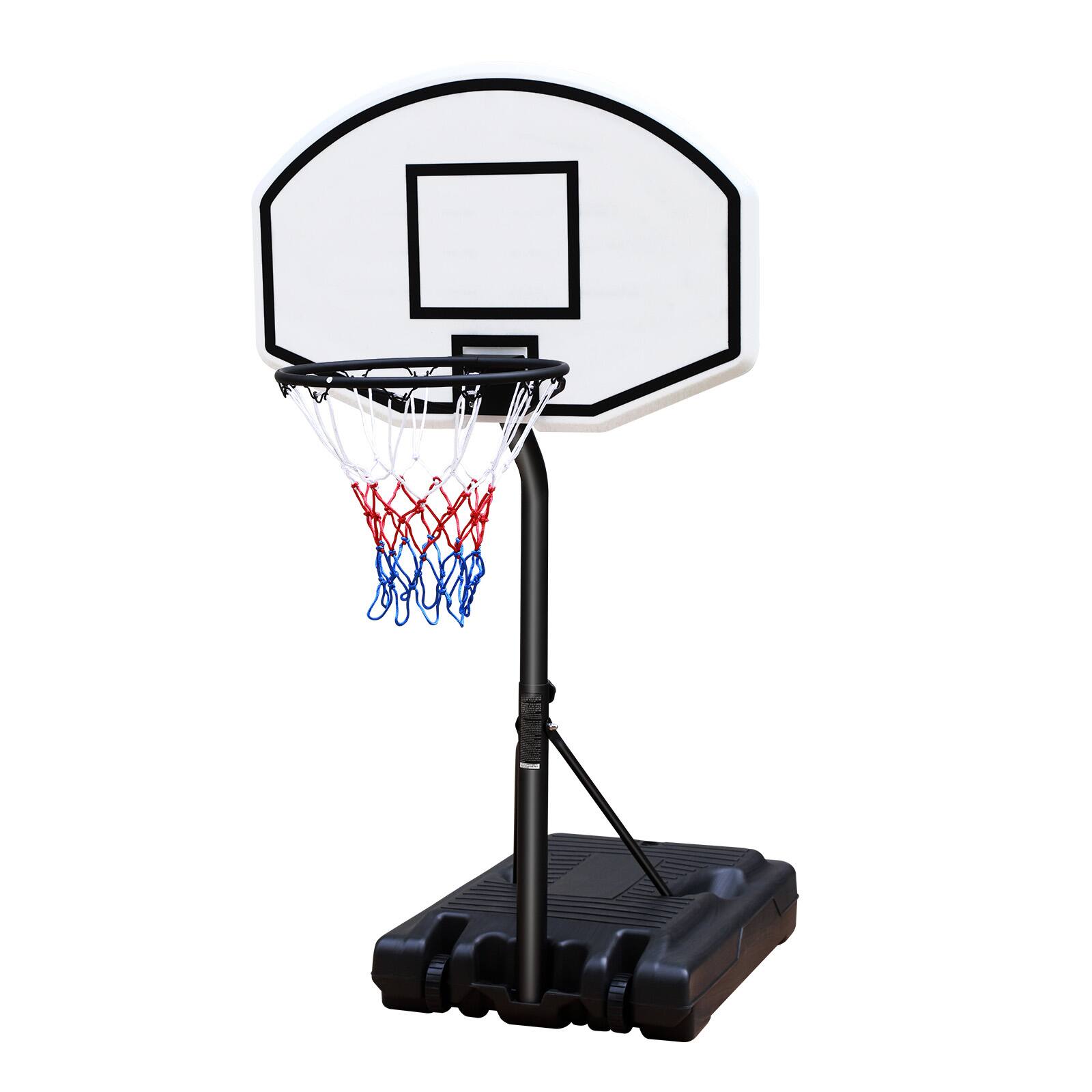 Front. Ecooso - Portable Pool Basketball Hoop, Adjustable 3.1-4.7 ft, 36" Backboard, Poolside Use - Black White.