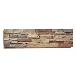 VEVOR - Faux Stacked Stone Panel, 45.6 x 12.8 in Artificial Stone Wall Panels, High-Density PU Stones Siding Panel, Easy to Cut - Light Brick Red