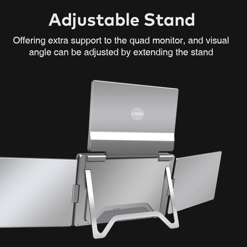 Adjustable Stand

Offering extra support to the quad monitor, and visual angle can be adjusted by extending the stand