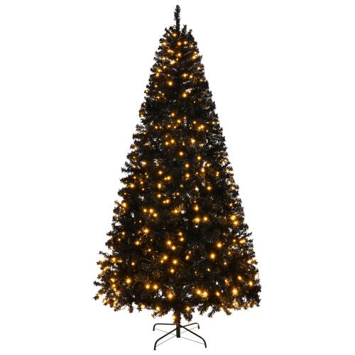 Alt View 1. Winado - 6FT Artificial Christmas Pine Tree Pre-Lit Hinged with Lights, Branch Tips for Indoor Xmas Holiday Party Decoration - Black.
