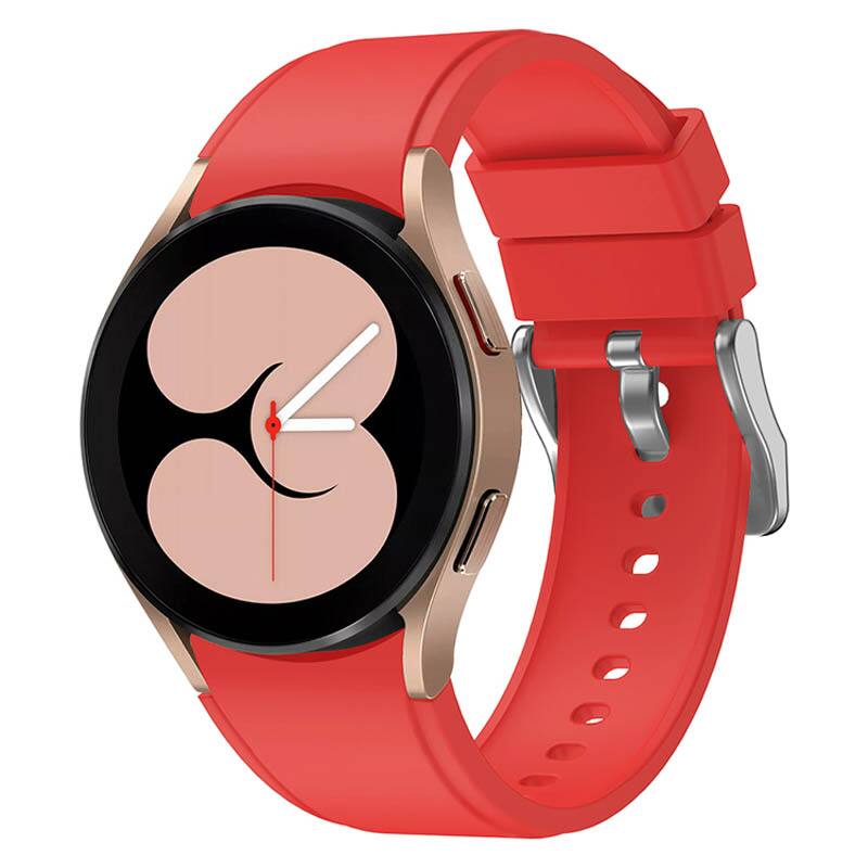 Front. StrapsCo - Active Band Silicone Rubber Watch Strap For Samsung Galaxy Watch 6 - Bright Red.