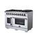 Angle. Forno Appliances - Capriasca 6.58 Cu. Ft. Freestanding Double Oven Gas Convection Range with French Doors and Rotisserie Air Fryer - White.