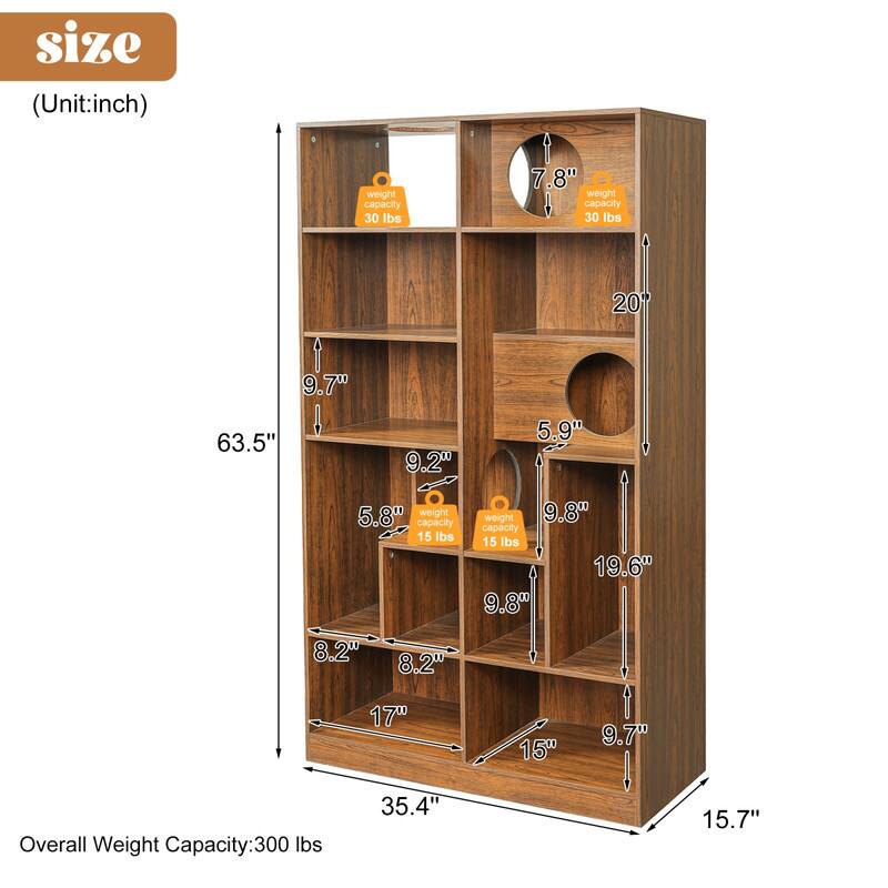 size (Unit:inch)  
weight capacity 30 lbs  
7.8"  
weight capacity 30 lbs  
20"  
9.70"  
63.5"  
9.20"  
5.9"  
5.8"  
weight capacity 15 lbs  
weight capacity 15 lbs  
9.8"  
19.6"  
9.8"  
8.2"  
8.2"  
170  
150  
9.7"  
Overall Weight Capacity: 300 lbs  
35.4"  
15.7"