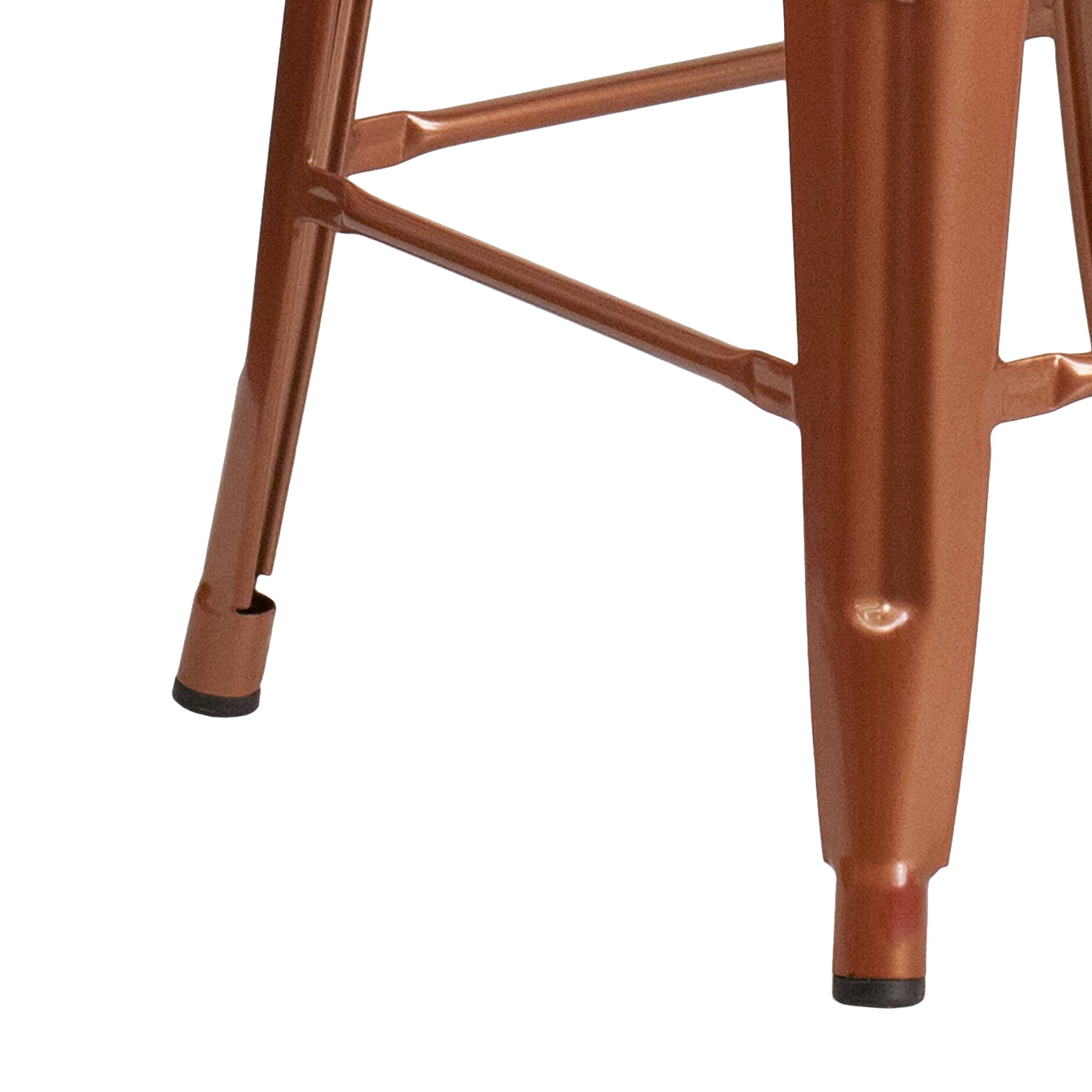 Alt View 5. Emma + Oliver - Commercial Grade 24"H Backless Metal Indoor-Outdoor Counter Stool w/ Square Seat - Copper.