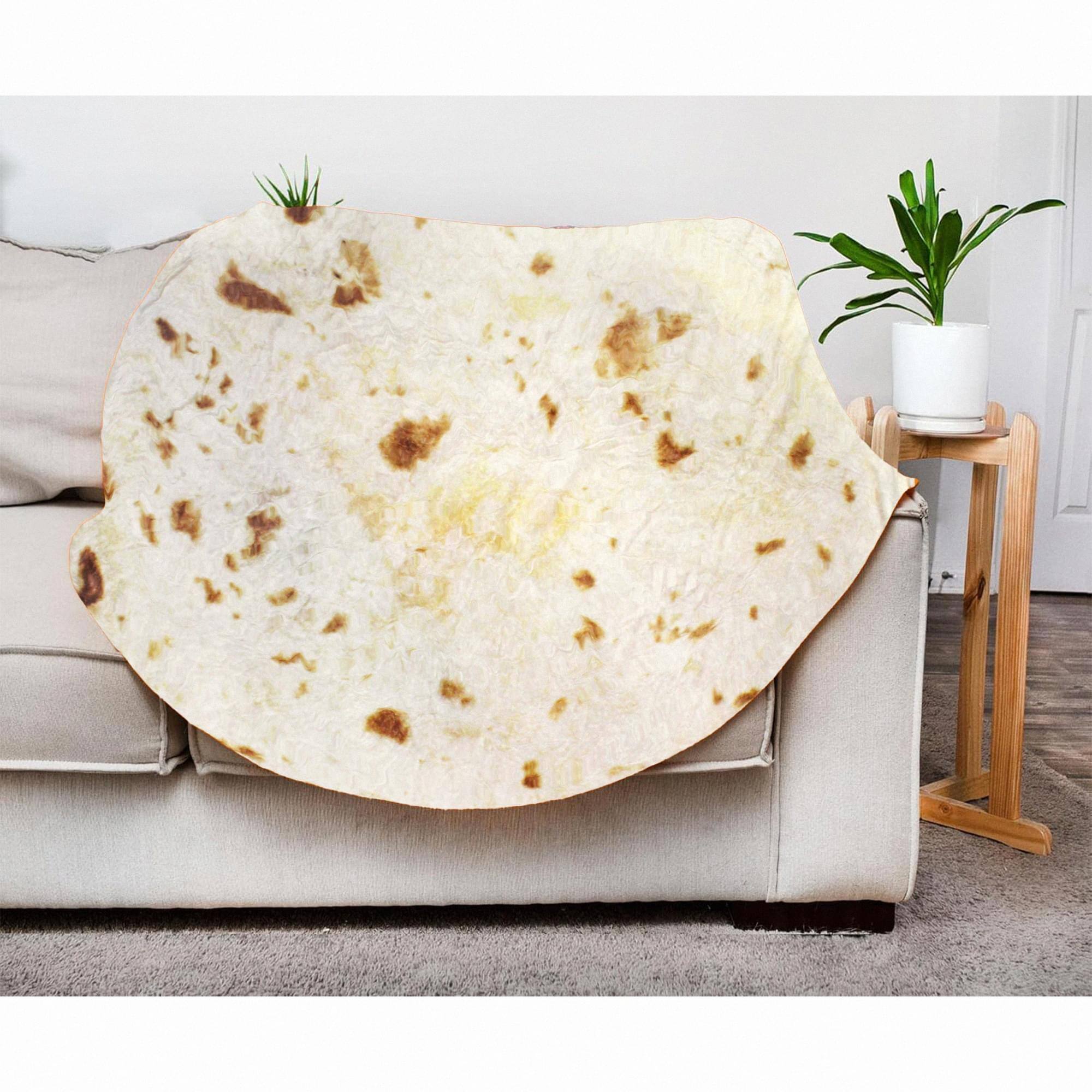 Alt View 2. Just Funky - Burrito 59 Inch Fleece Throw Blanket - Beige.