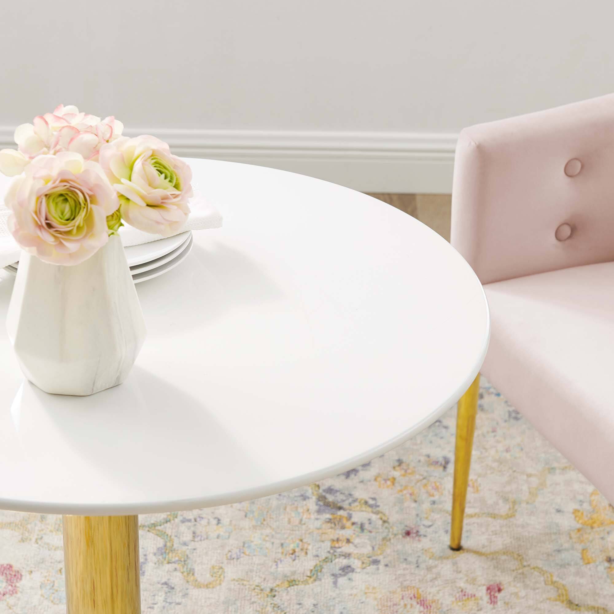 Back. Modway - Verne 28" Dining Table by Modway - Gold White.