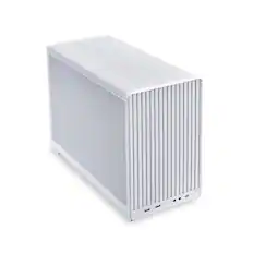 Front. Lian Li - A3W.US (WHITE) mATX 26.3L micro form factor chassis- Supports up to 360 radiator and 10 x 120mm fans - White.
