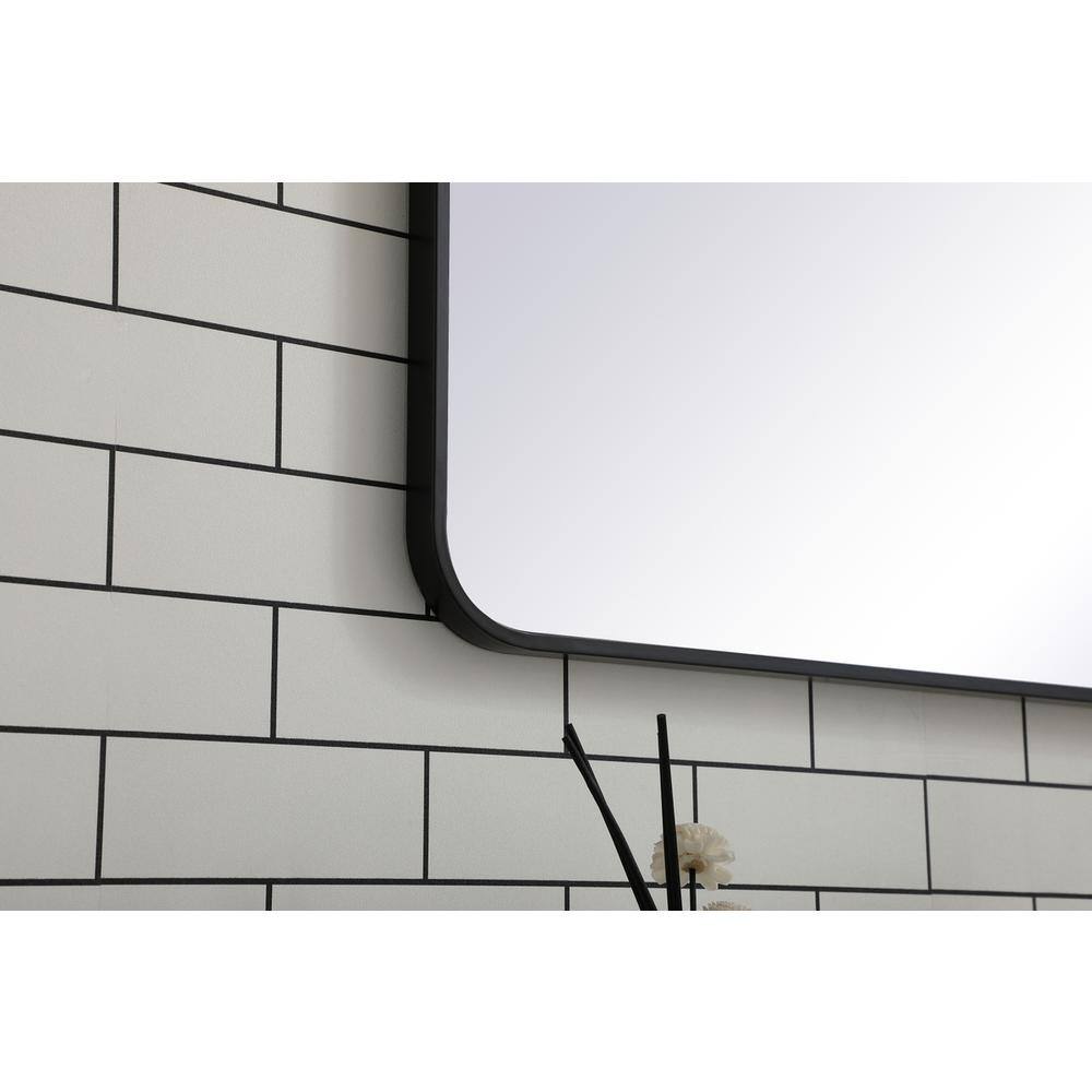 Alt View 2. Elegant Decor - Soft corner metal rectangular mirror 30x60 inch in Black - Black.