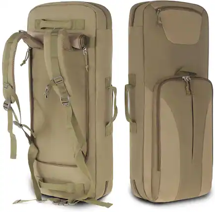 Front. Wikistore - WIKISTORE Soft Rifle Case Gun Bag Carrying Case Water Resistant Tactical Storage 30" 36" Multi Pocket - Brown.