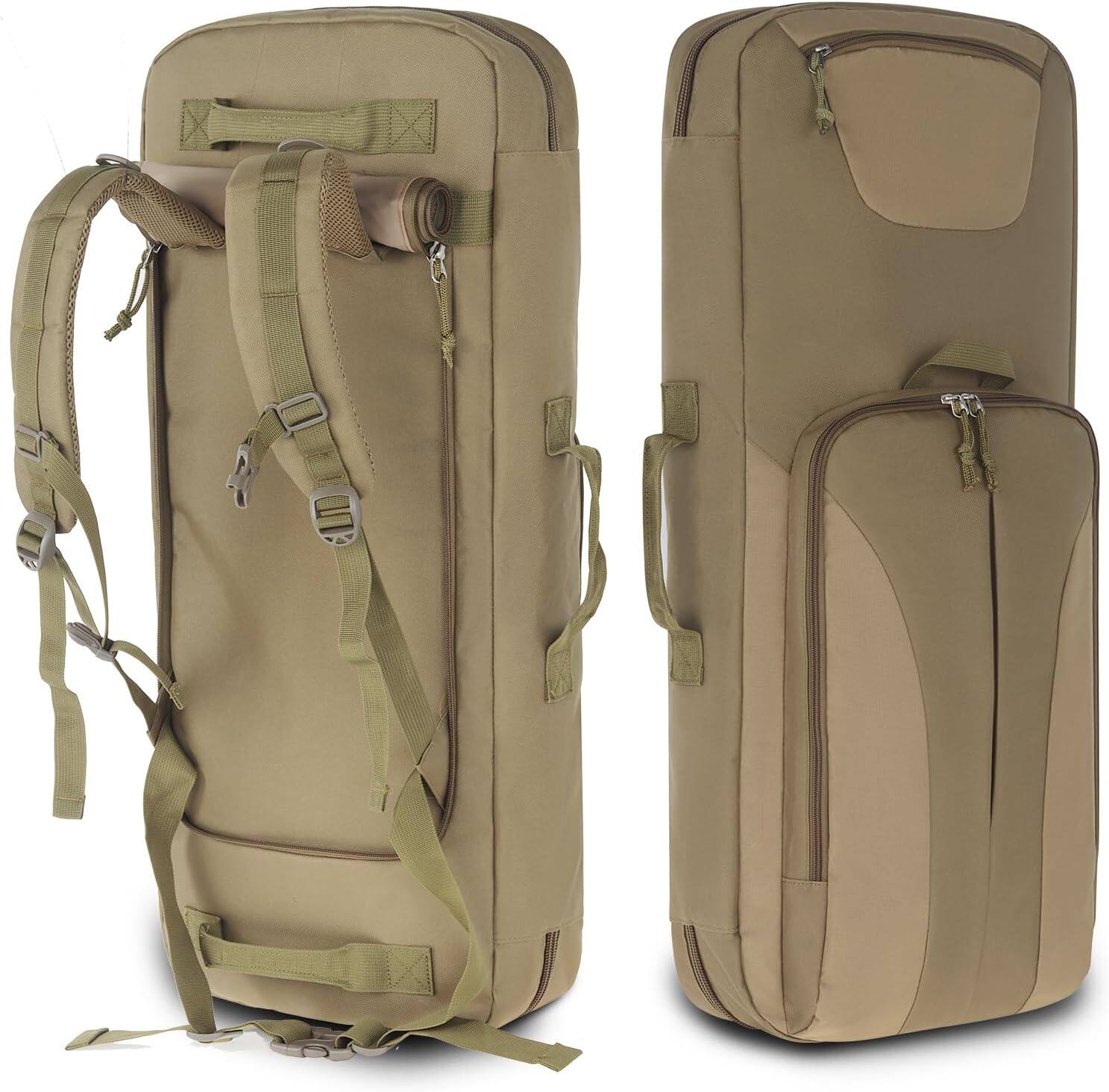 Front. Wikistore - WIKISTORE Soft Rifle Case Gun Bag Carrying Case Water Resistant Tactical Storage 30" 36" Multi Pocket - Brown.