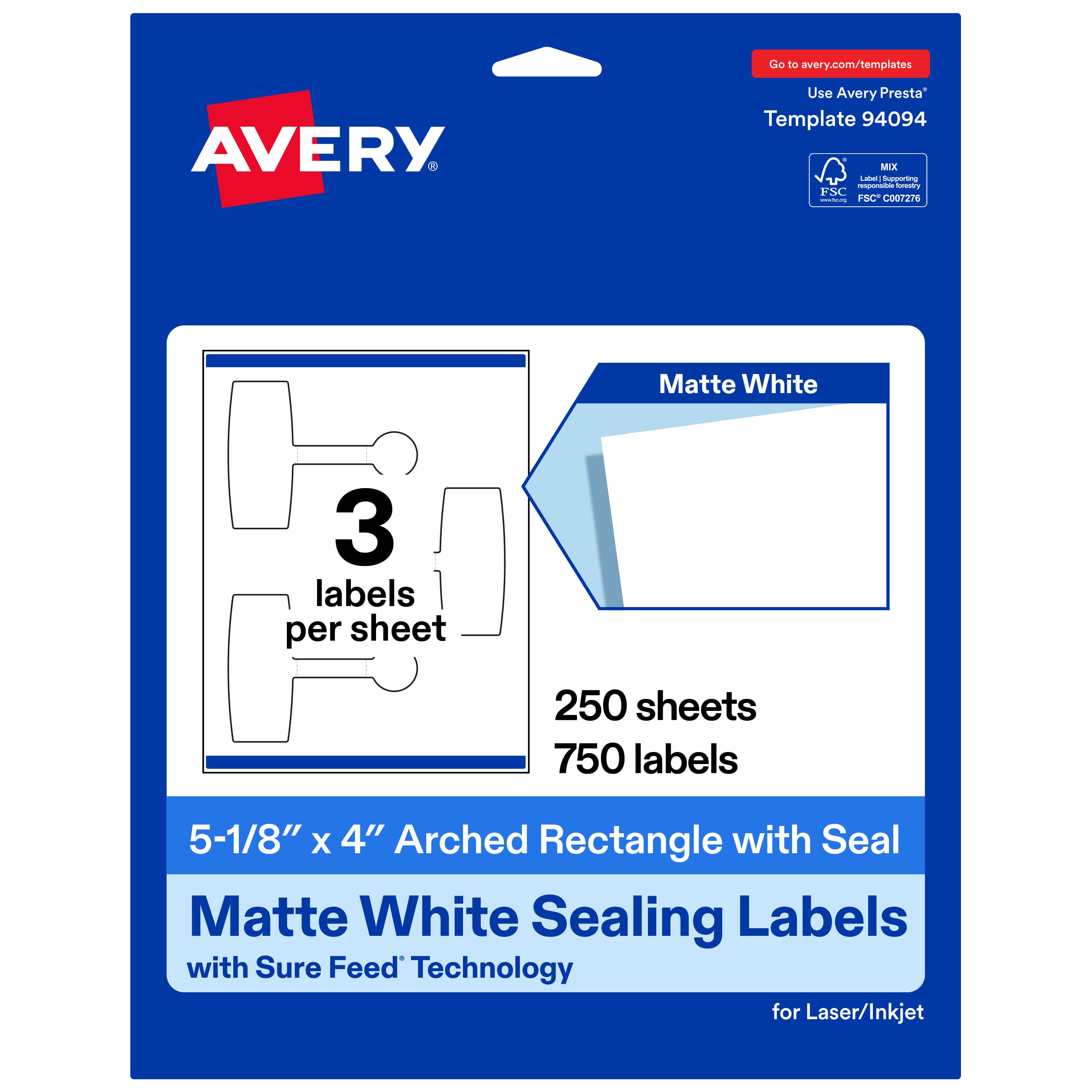 "Avery - Avery® Sealing Labels, 5-1/8"" x 4"", Matte Paper, 750 Total - White" price history on PriceWatchPro