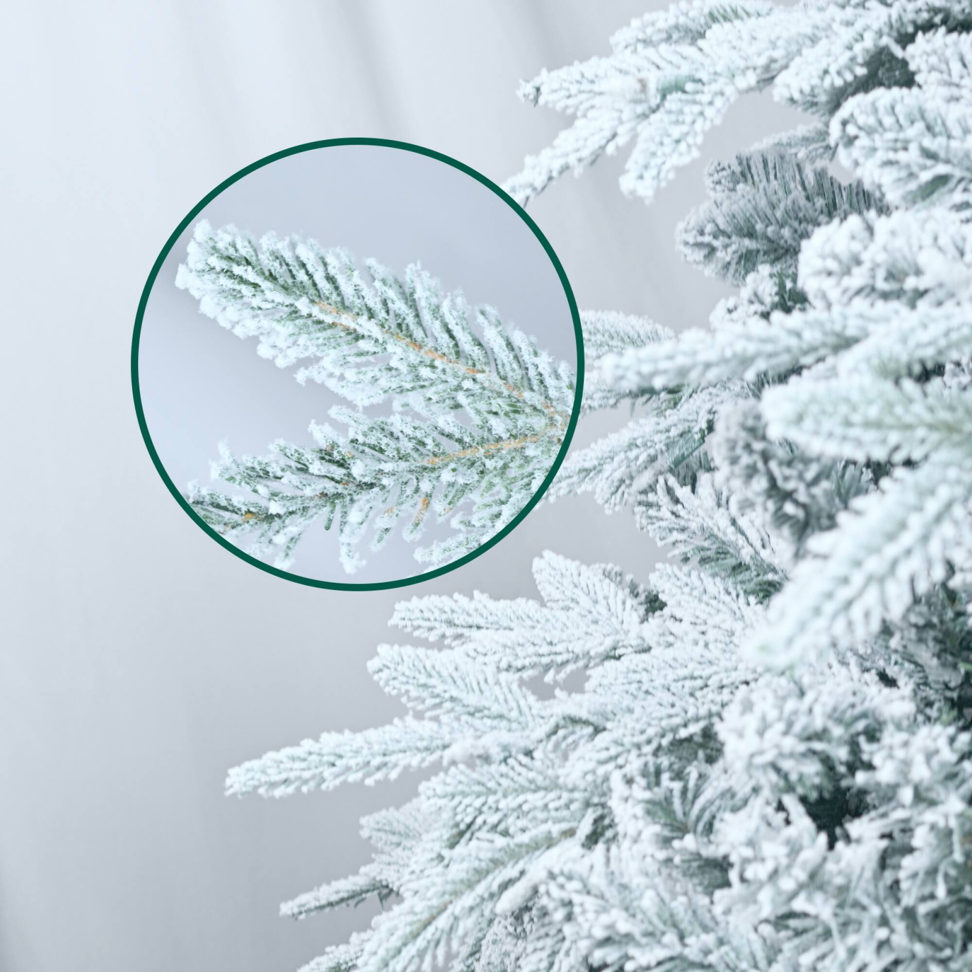 Back. ELEMENT ACE - 7.5ft Pre-Lit Flocked Artificial Christmas Tree with 650 Warm White Lights and Snowy Pine Branches - Green,White.