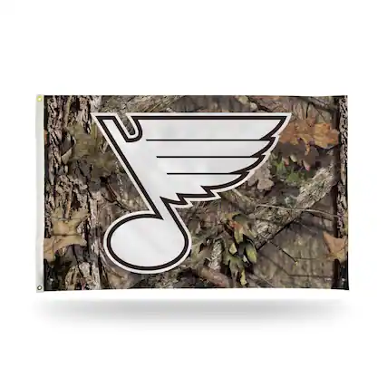 Front. Rico Industries - St Louis Hockey Blues Indoor Outdoor Camo Look 3x5 Banner Flag - Multi.