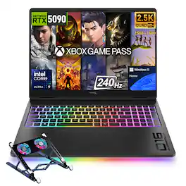 HP - Upgraded - HyperX Omen MAX 16" WQXGA Laptop - Intel Core Ultra 9 290HX - NVIDIA GeForce RTX 5090 - 128GB RAM 4TB SSD - Cooler - Black