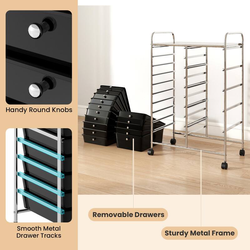 Handy Round Knobs  
Removable Drawers  
Smooth Metal Drawer Tracks  
Sturdy Metal Frame