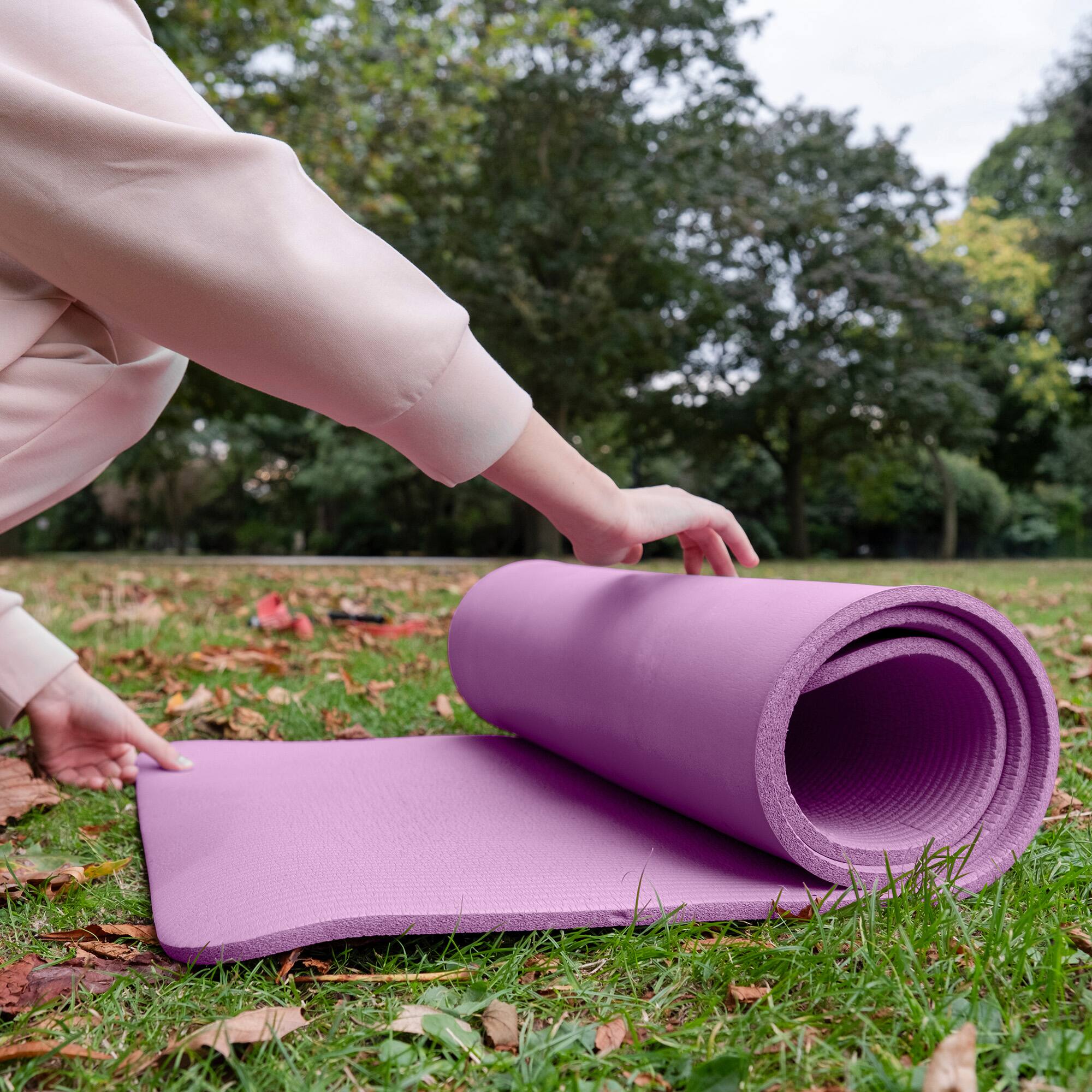 Alt View 3. BalanceFrom Fitness - BalanceFrom Yoga Mat, 1" Extra Thick Exercise Pilates Workout Mat, Taro Purple - Taro Purple.