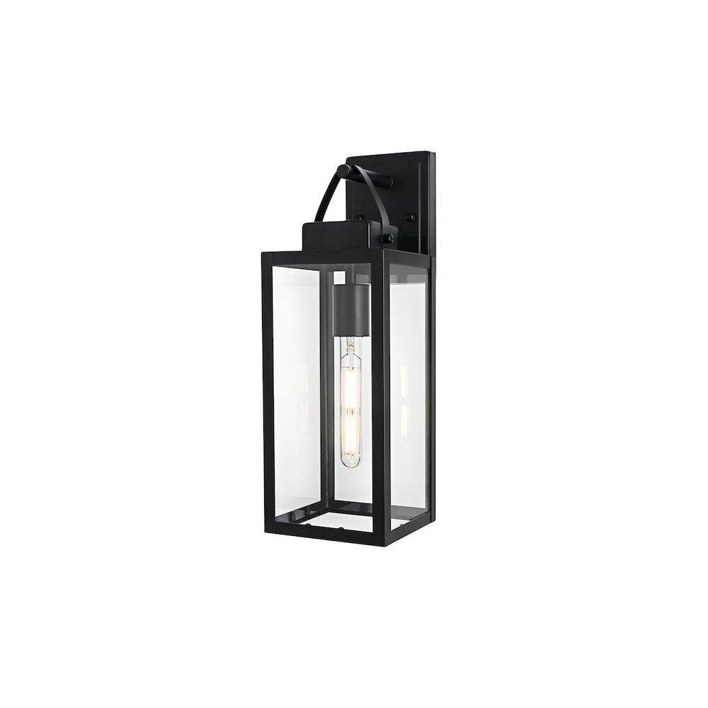 Angle. Elegant Lighting - Hilton 7 inch Outdoor Pendant in Black - Black.