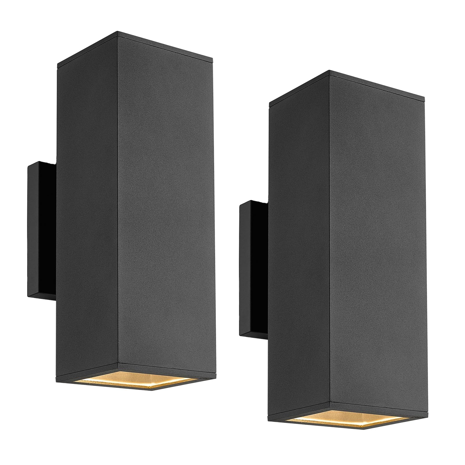 Comfort Essence - Porch Lights Outdoor Modern Ip Waterproof Aluminum And TempeGlass Cover Rectangular Up down Wall Sconce F - Black/Style 1 13inch (2 lamps)