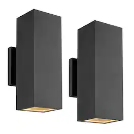 Comfort Essence - Porch Lights Outdoor Modern Ip Waterproof Aluminum And TempeGlass Cover Rectangular Up down Wall Sconce F - Black/Style 1 13inch (2 lamps)