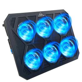 HongFei - Laptop Cooling Pad with 6 Quiet Fans, Dual USB Ports, Height-Adjustable, Fits 15-17.3" Laptops - Black