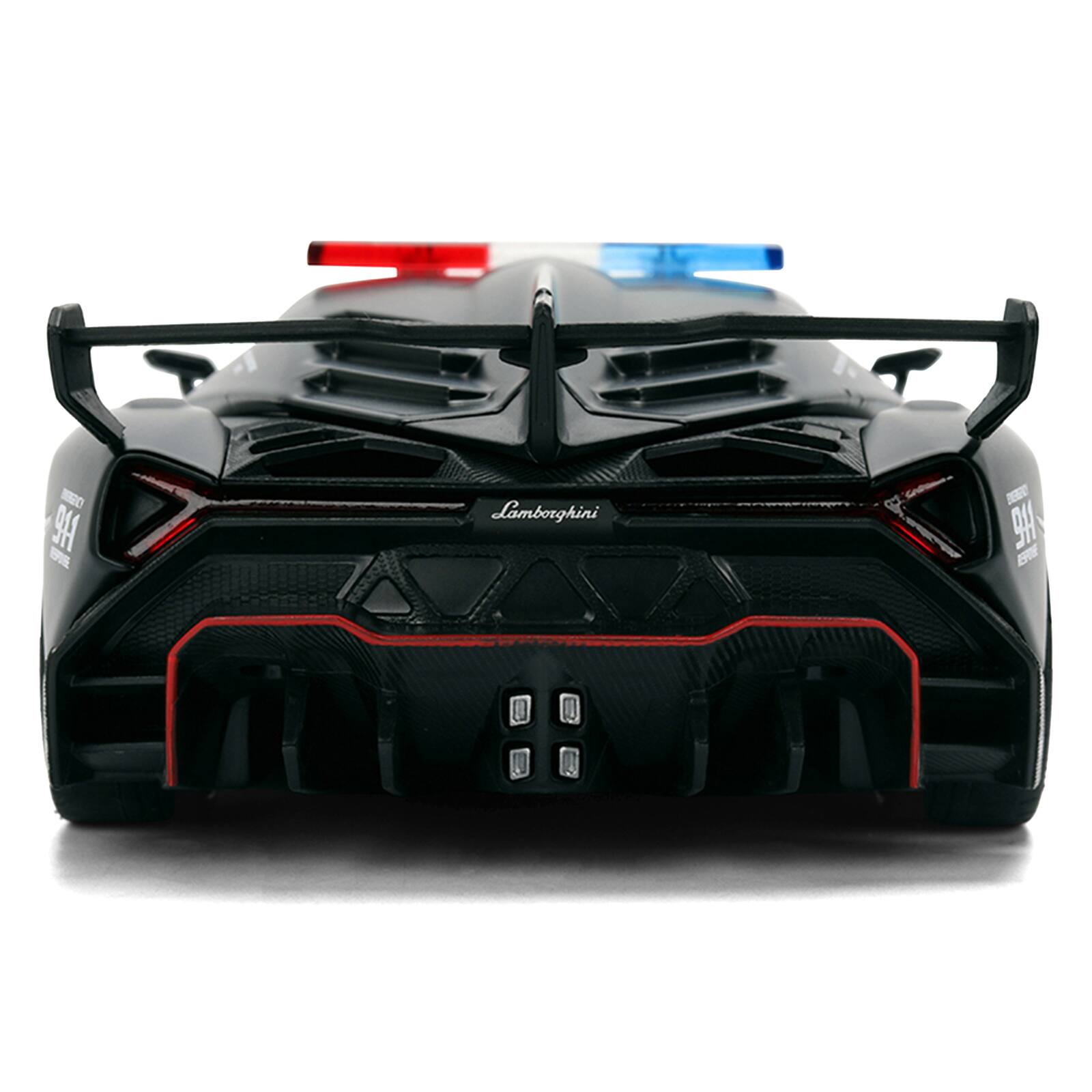 Alt View 6. Jada - Lamborghini Veneno "Police" Matt Black "Hyper-Spec" Series 1/24 Diecast Model Car by Jada.