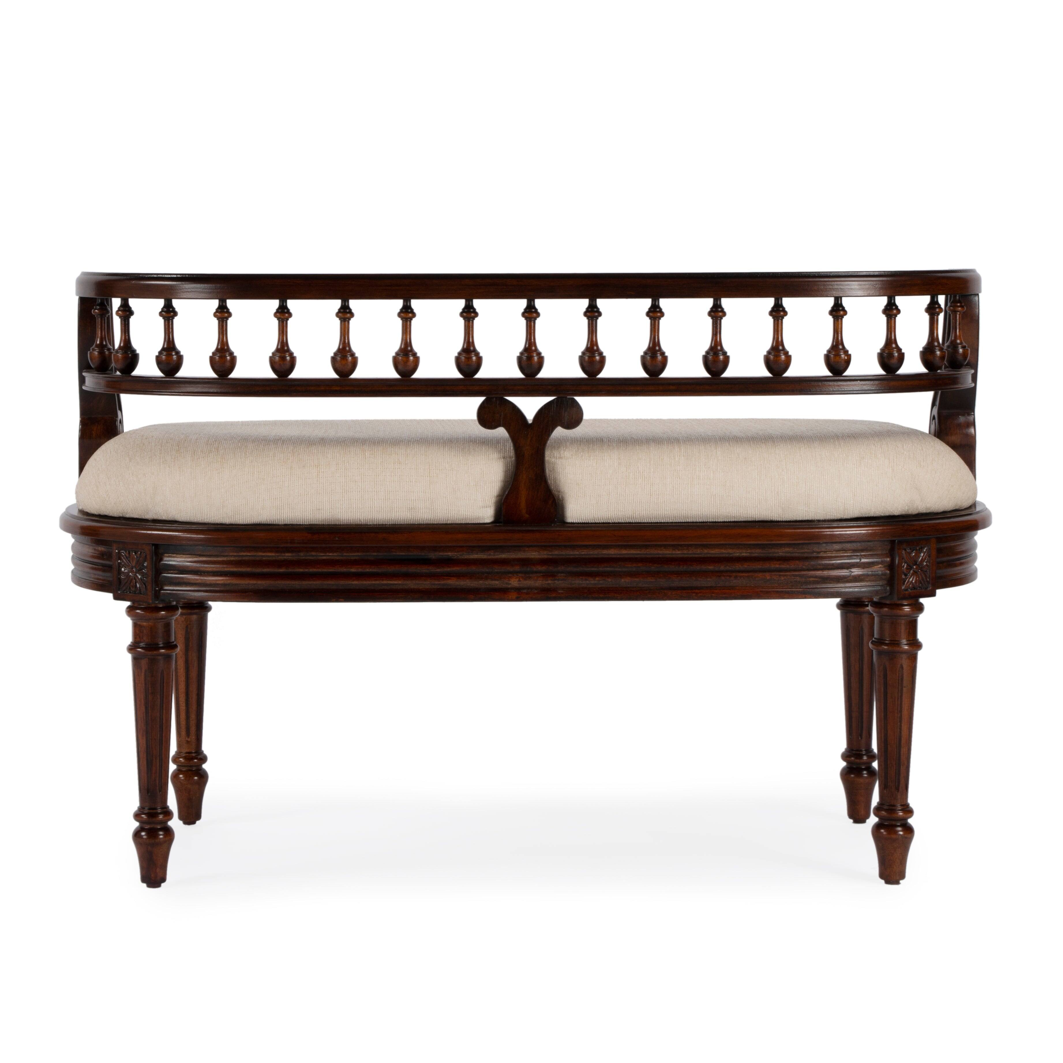 Alt View 5. Butler Specialty - Hathaway 37 in. W Oval Upholstered and Wood Traditional Low Back Accent Bench - Dark Brown.