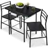 Front. Best Choice Products - Best Choice Products 3-Piece Modern Dining Set, Square Table & Chairs Set w/ Steel Frame, Storage Rack - Black/Black - Black/Black.