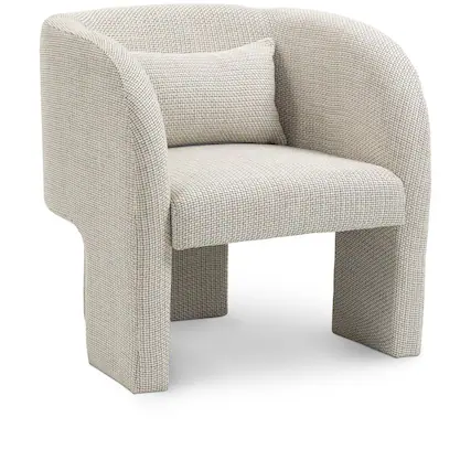 Front. Meridian Furniture - Sawyer Cream Weaved Polyester Fabric Accent Chair - Beige.