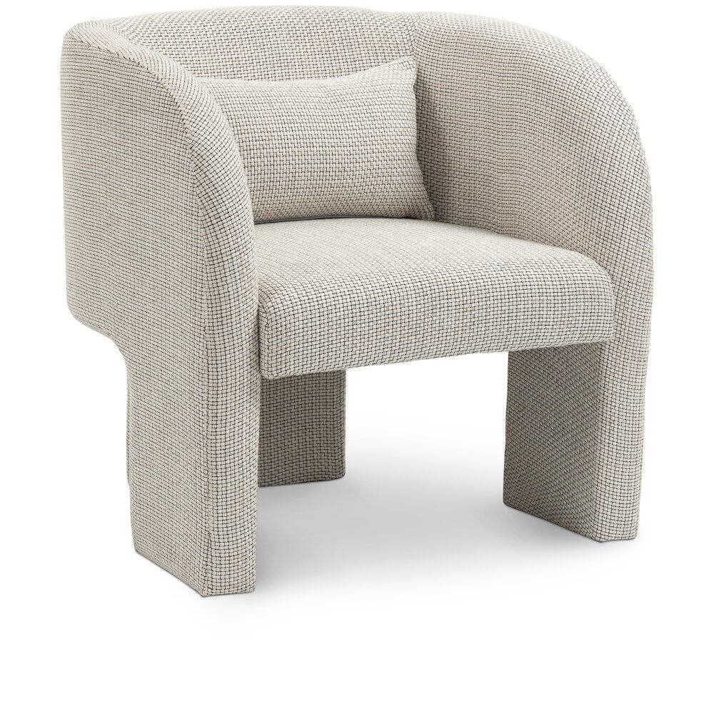 Front. Meridian Furniture - Sawyer Cream Weaved Polyester Fabric Accent Chair - Beige.