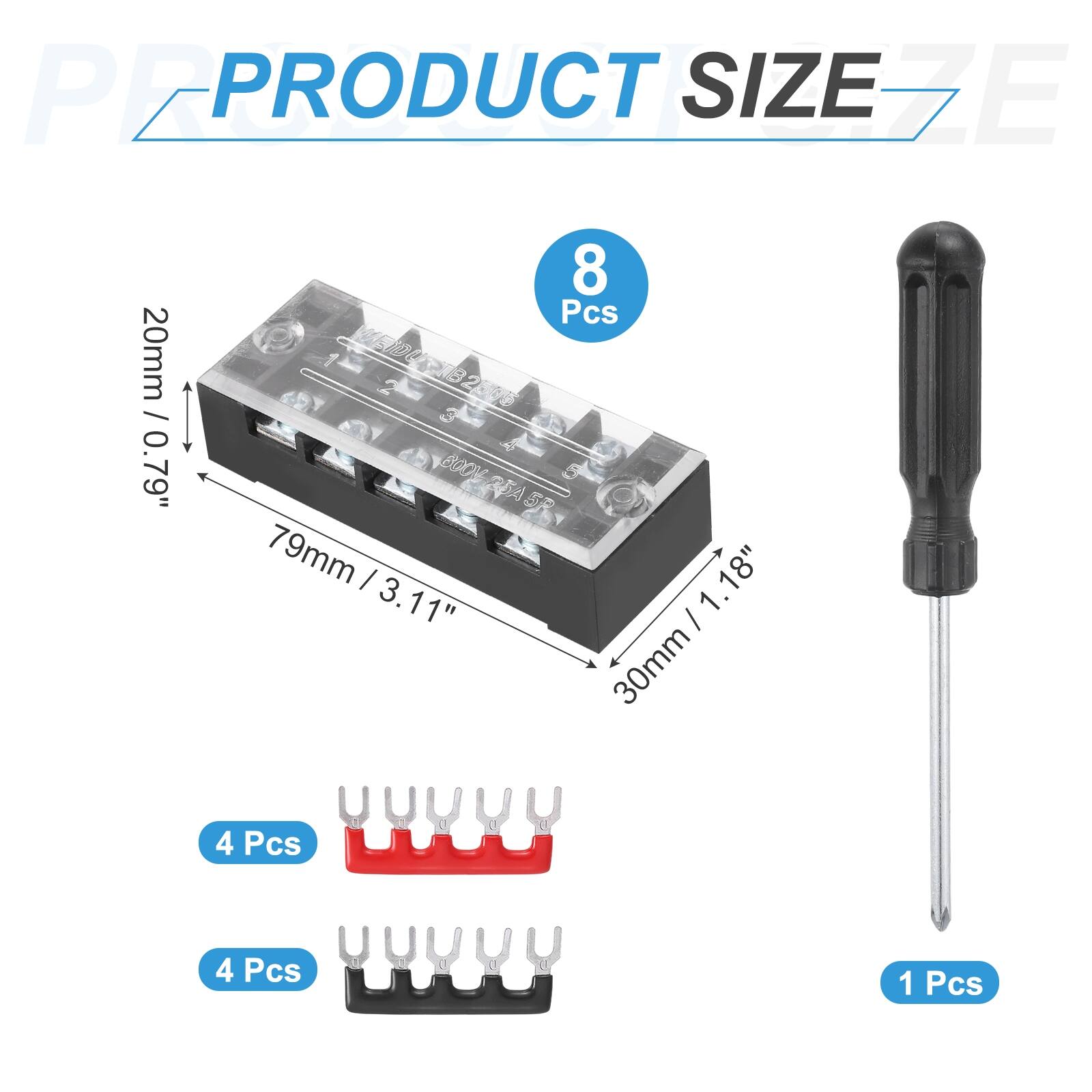 PRODUCT SIZE

- 20mm / 0.79"
- 79mm / 3.11"
- 30mm / 1.18"

8 Pcs

4 Pcs

4 Pcs

1 Pcs