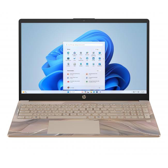 Alt View 2. HP - HP 15.6" HD AI Laptop with Copilot Intel N100 4GB RAM 128GB UFS Chai Latte + HP Wireless Mouse + 1 Year Microsoft 365 - Chai Latte.