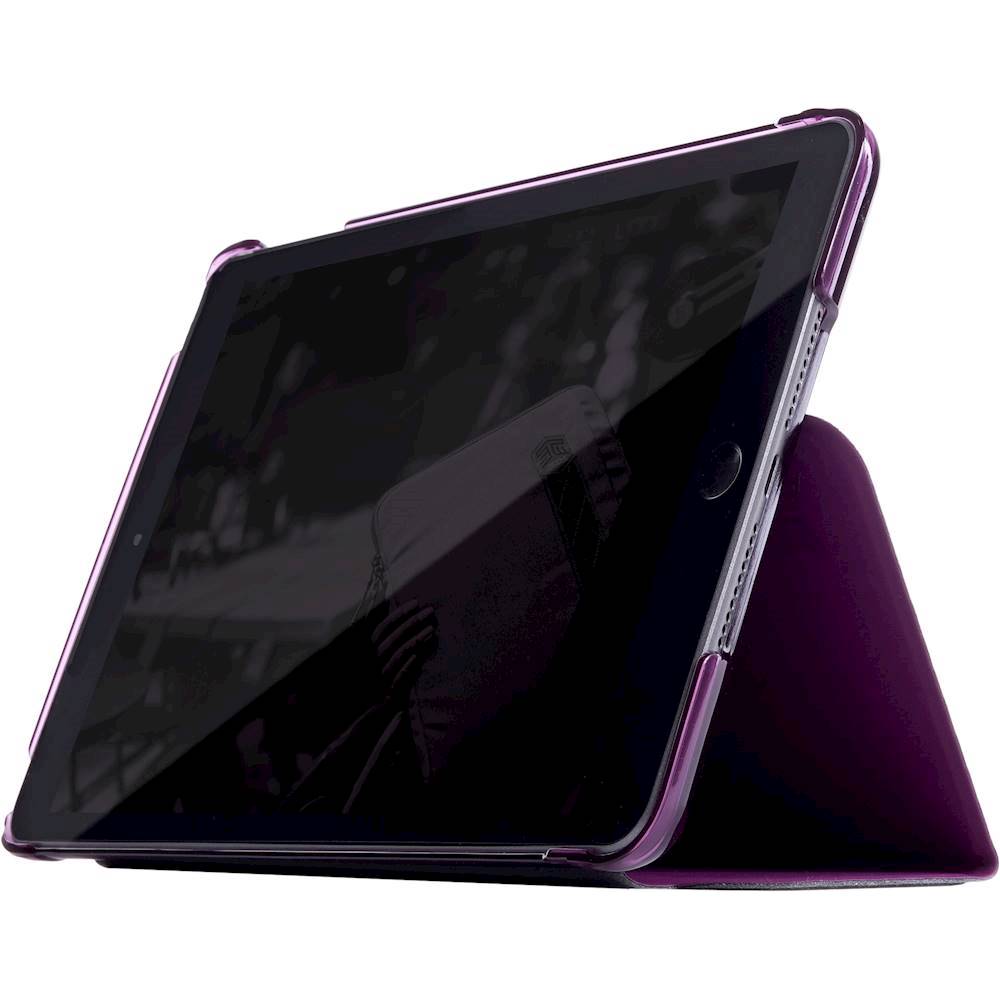 Left View: STM - Studio Case for Apple® iPad® mini (5th Generation 2019) and mini 4 - Dark Purple Transparent