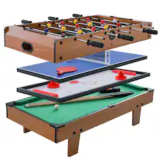 Front. Costway - 4 In 1 Multi Game Hockey Tennis Football Pool Table Billiard Foosball Gift - Multi-Color.