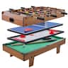 Costway - 4 In 1 Multi Game Hockey Tennis Football Pool Table Billiard Foosball Gift - Multi-Color