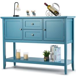 Costway - Sideboard Buffet Table Wooden Console Table w/ Drawers & Storage Cabinets - Blue
