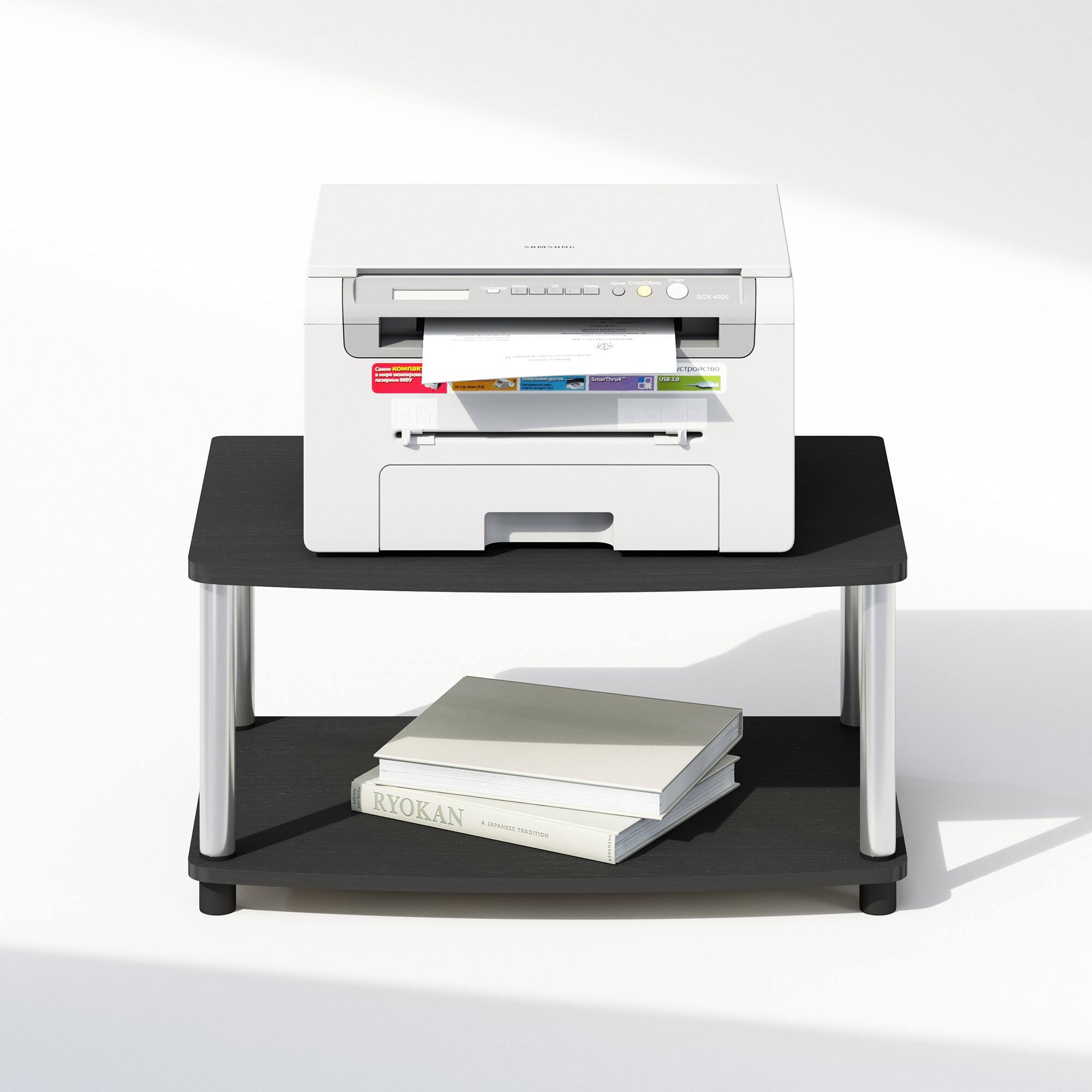 Alt View 4. Furinno - Turn-N-Tube 2-Tier Multipurpose Printer Stand Display & Storage Shelf.