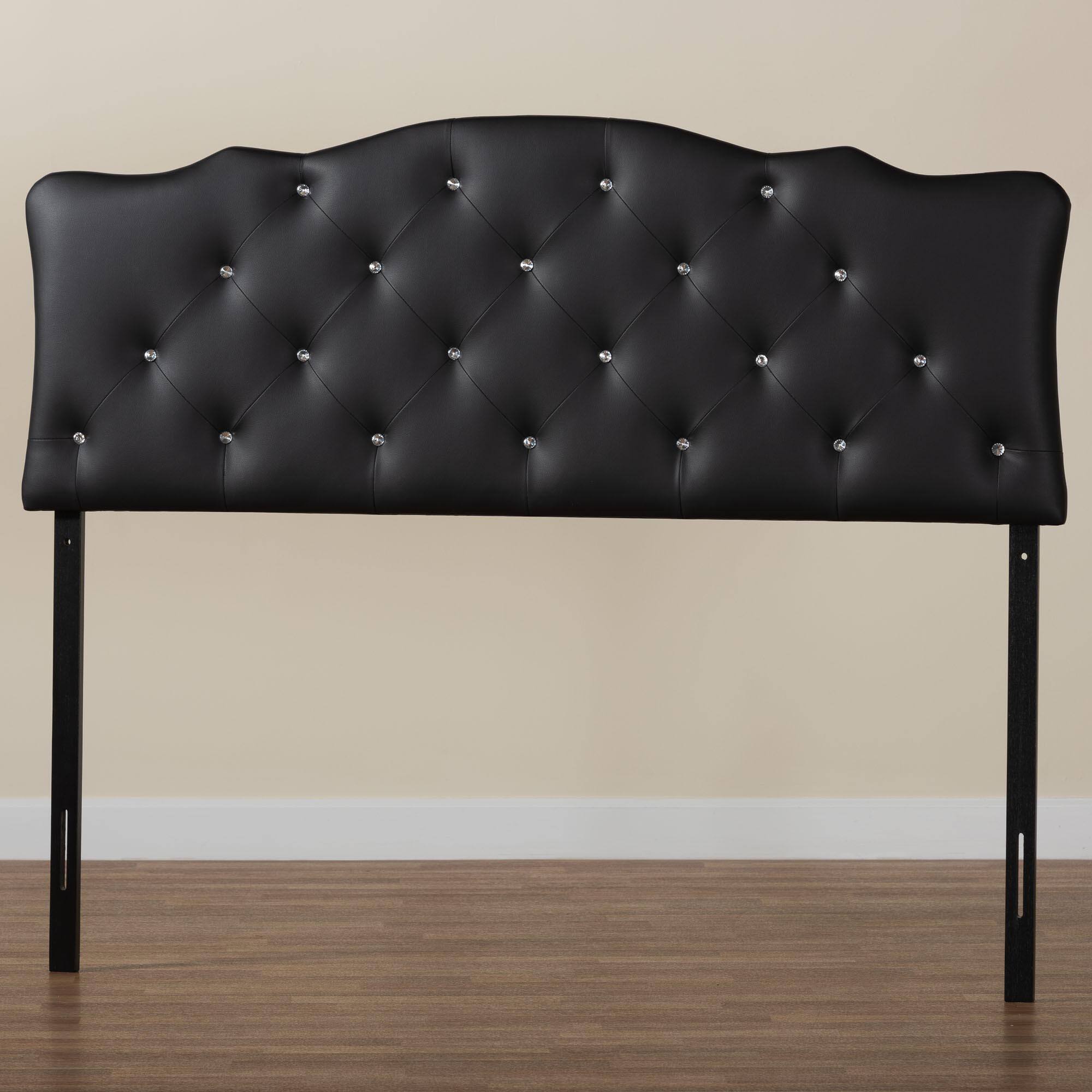 Alt View 1. Baxton Studio - Rita Modern and Contemporary Queen Size Faux Leather Upholstered Button-tufted Scalloped Headboard - Black.