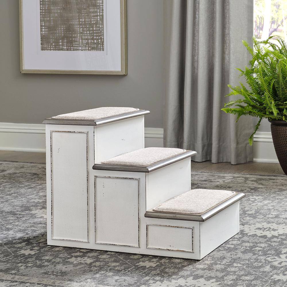 Angle. Liberty Furniture Industries - Magnolia Manor Pet Steps in Antique White - White.