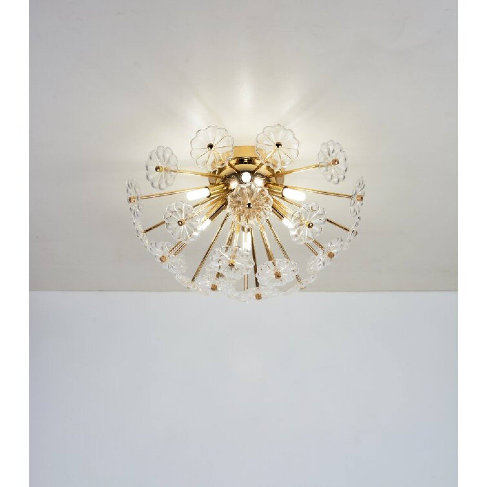 Alt View 4. ELEMENT ACE - Modern Flush Mount Ceiling Light with Glass Petal Design for Bedroom Living Room Hallway Kitchen - Golden.