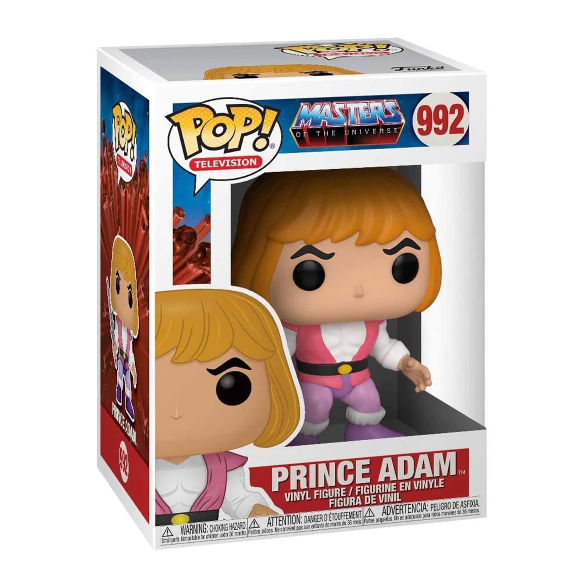 **Masters of the Universe**

**992**

**Pop! Television**

**Prince Adam**

**Vinyl Figure / Figurine en Vinyle / Figura de Vinil**

**Warning: Choking Hazard - Small parts. Not for children under 3 years.**

**Attention: Danger de suffocation - Petite pièce. Ne convient pas aux enfants de moins de 3 ans.**

**Advertencia: Peligro de asfixia - Piezas pequeñas. No es adecuado para niños menores de 3 años.**