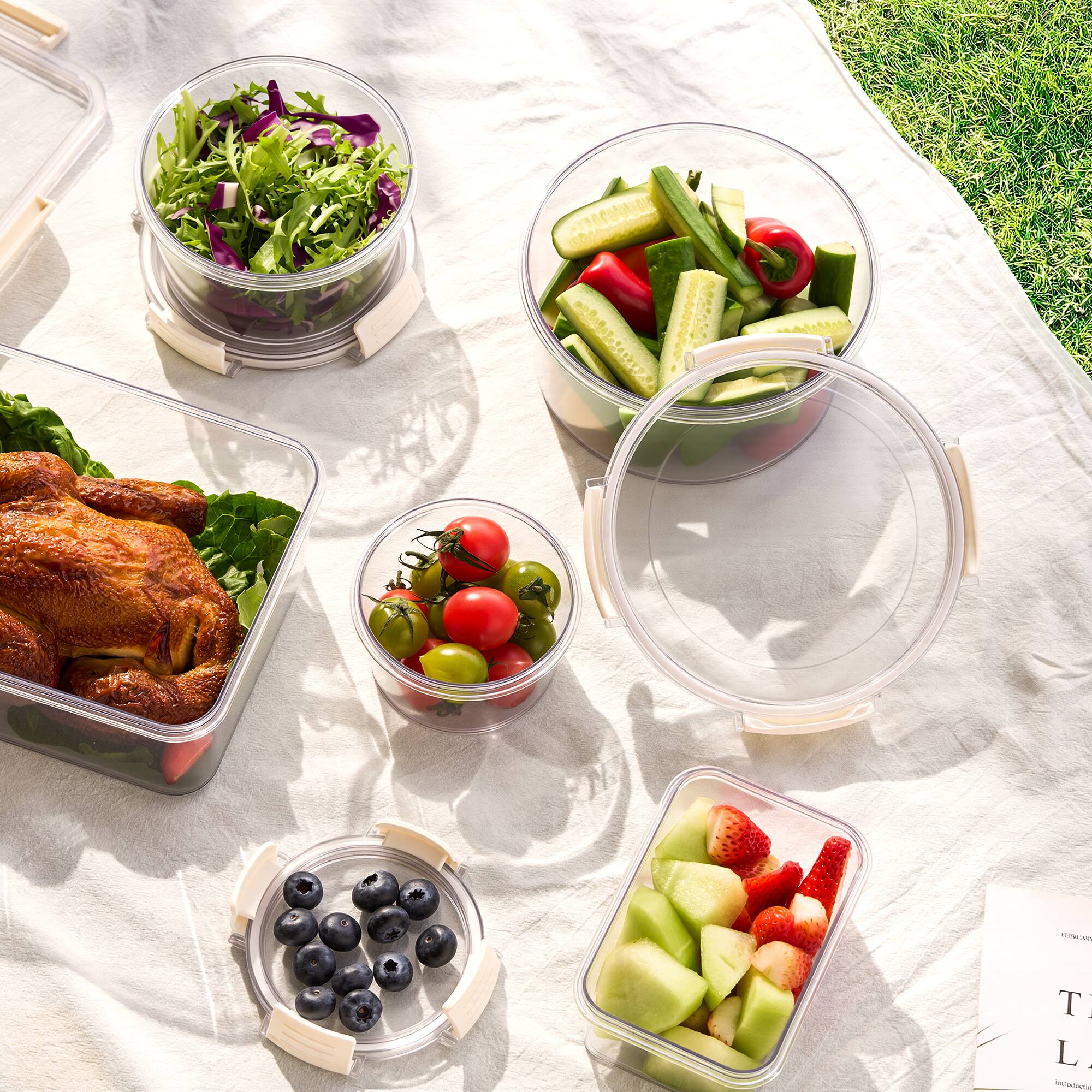 Alt View 4. Sorbus - Sorbus 4 Pack Nesting Round Plastic Food Storage Containers Stackable Meal Prep Bowls - Clear.